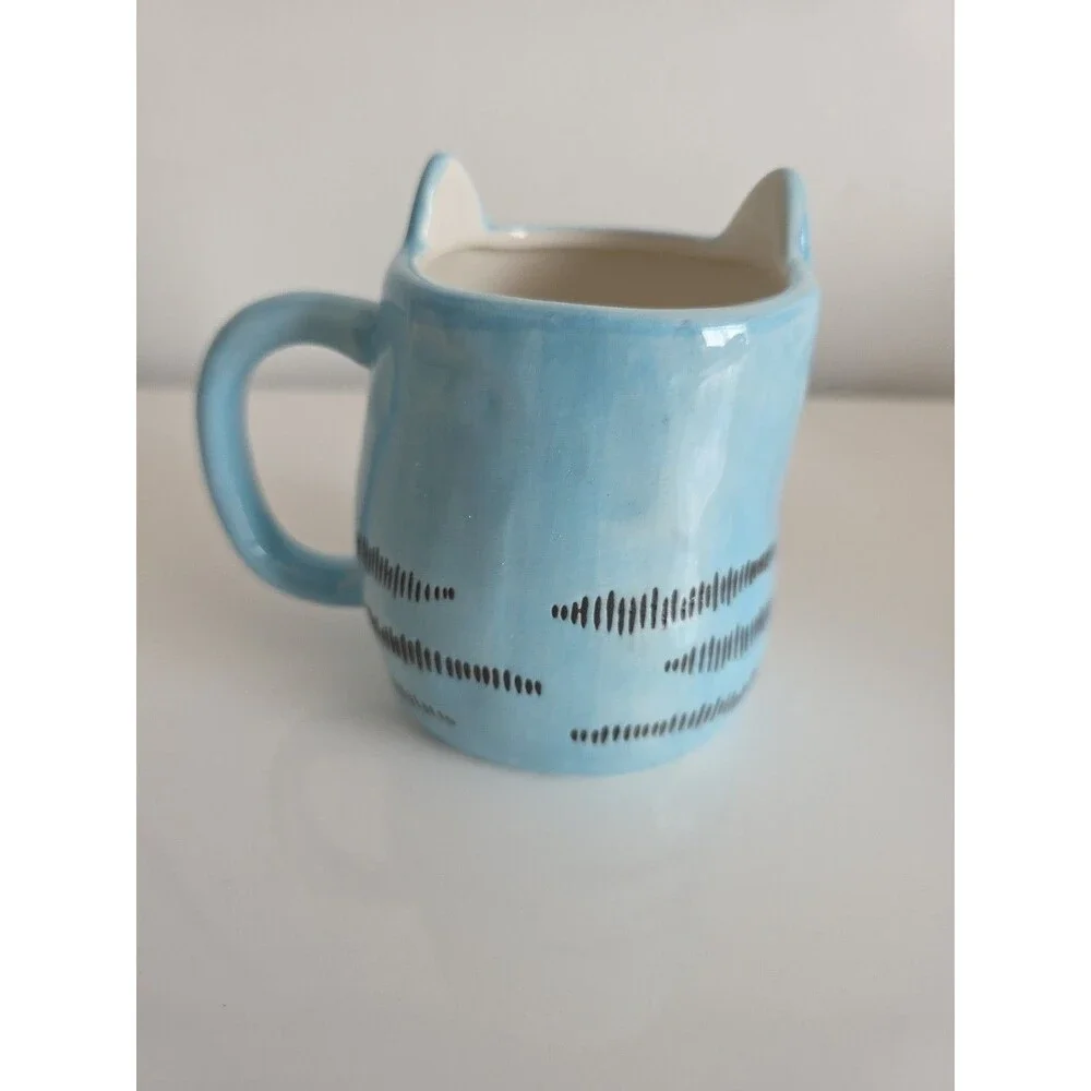 Cat Face Ceramic Mugs Set of 4 10oz Stoneware Coffee‎ Cups 1 Cracked